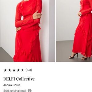 Rent the runway Delfi collective red gown brand new never worn